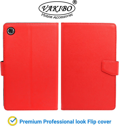 VAKIBO Mercury Premium Red Coloured made With Canvas and TPU Flip Cover Case Suitable for Moto Tab G20