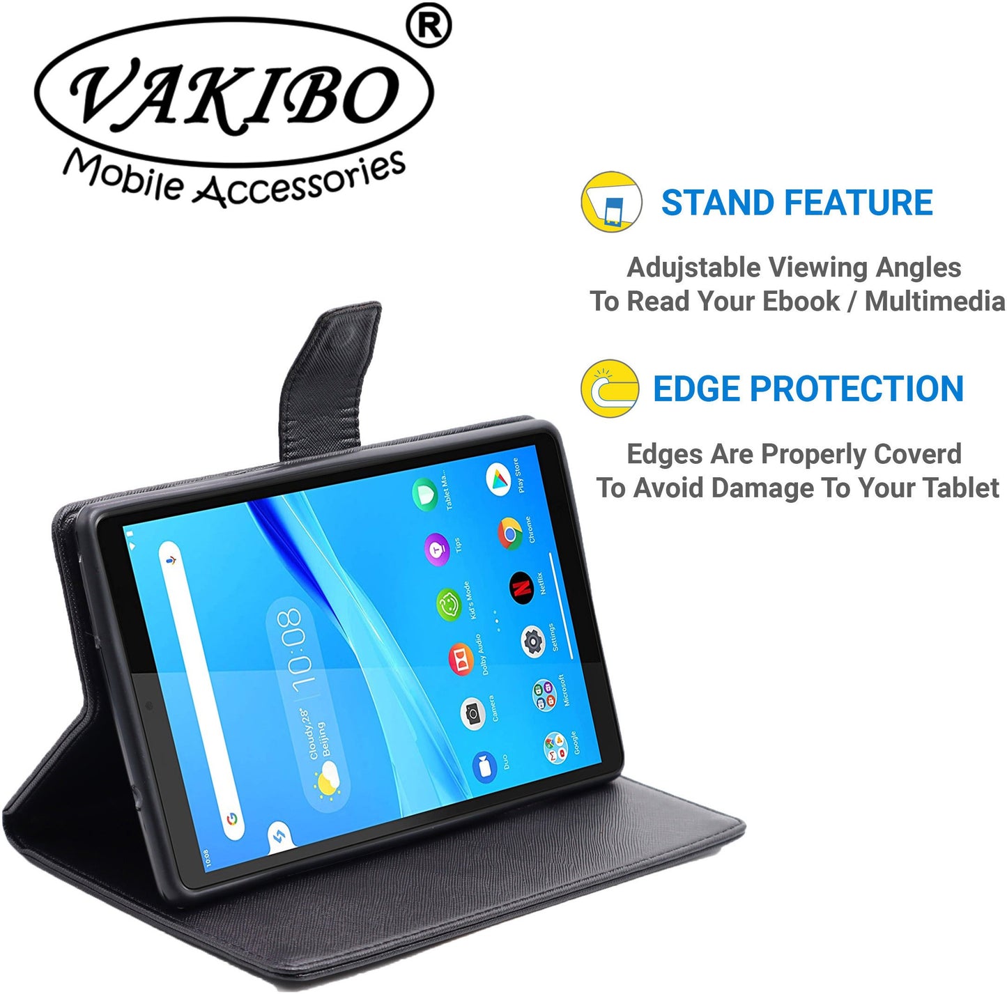 VAKIBO Mercury Premium Red Coloured made With Canvas and TPU Flip Cover Case Suitable for Moto Tab G20