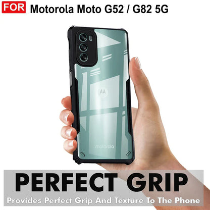 VAKIBO Best Selling Black and Transparent Back Cover Case Made With Soft TPU and Acrylic With 4 Corner and Camera Protection Suitable for Moto G82