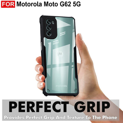 VAKIBO Super Premium Black Border Transparent Case With Corner Protection & Camera Protection Suitable for Moto G62