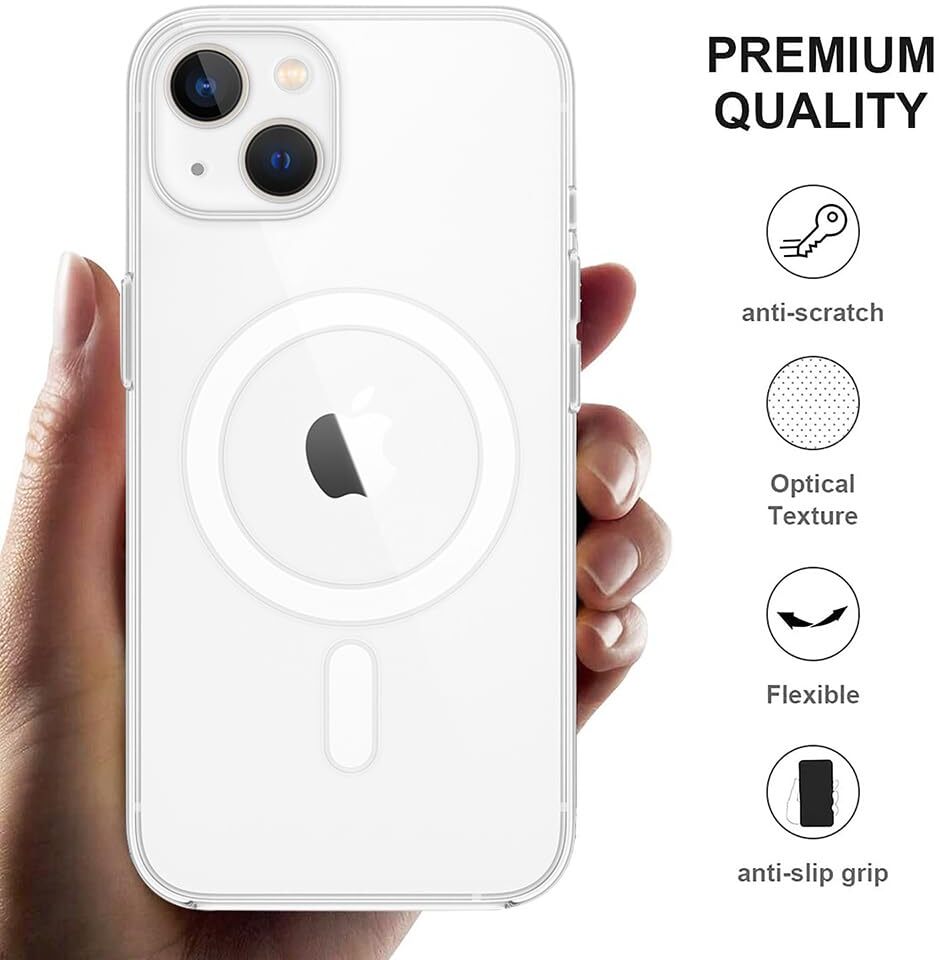 VAKIBO Megnatic Magsafe Transparent Soft with Hard back Back Cover Case With Camera Protection Ring Suitable for Apple iPhone 13 Mini