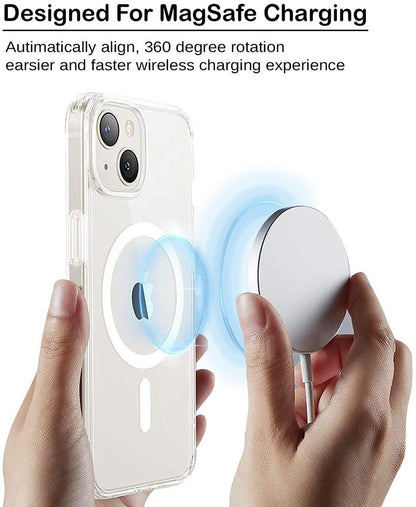 VAKIBO Megnatic Magsafe Transparent Soft with Hard back Back Cover Case With Camera Protection Ring Suitable for Apple iPhone 15