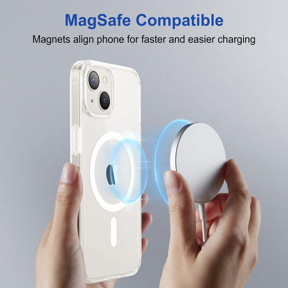 VAKIBO Megnatic Magsafe Transparent Soft with Hard back Back Cover Case With Camera Protection Ring Suitable for Apple iPhone 14
