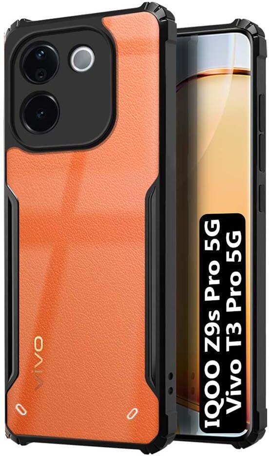 VAKIBO Super Premium Black Border Transparent Case With Corner Protection & Camera Protection Suitable for iQOO Z9s Pro