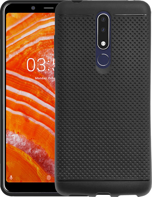 VAKIBO Dotted Design Black Coloured Soft TPU Back Cover Case Suitable for Nokia 3.1 Plus