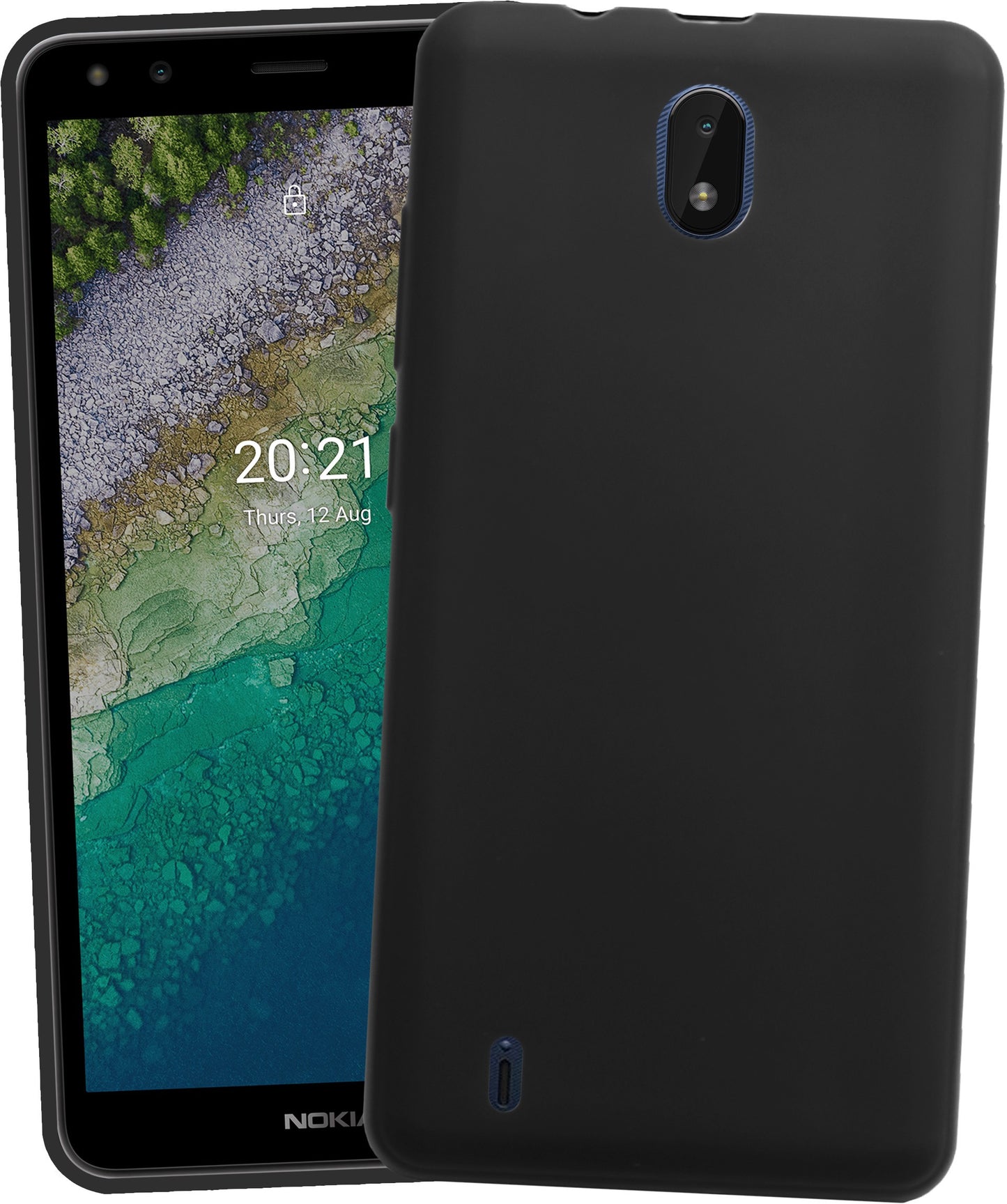 VAKIBO Matte Frosted Black Coloured Soft TPU Back Cover Case Suitable for Nokia C01 Plus