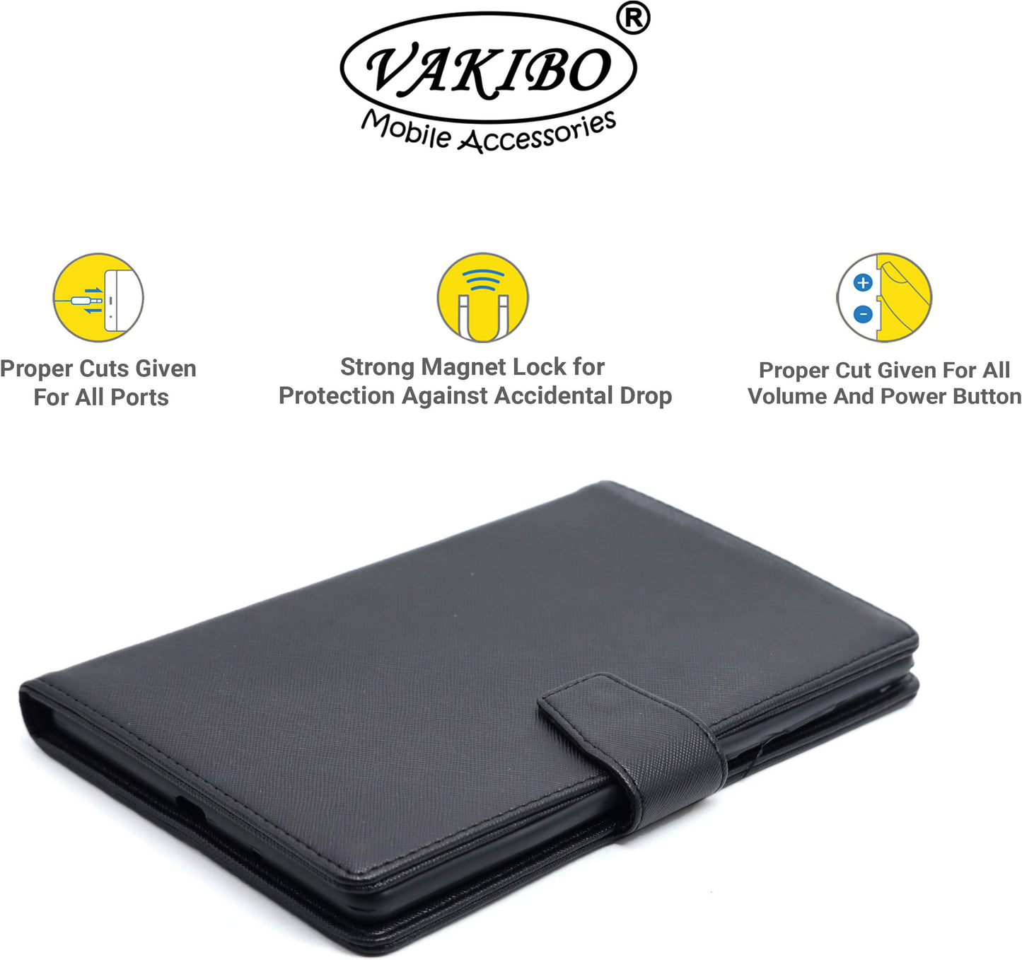 VAKIBO Mercury Premium Black Coloured made With Canvas and TPU Flip Cover Case Suitable for Nokia Tab T20