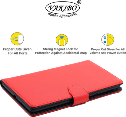 VAKIBO Mercury Premium Red Coloured made With Canvas and TPU Flip Cover Case Suitable for Nokia Tab T20