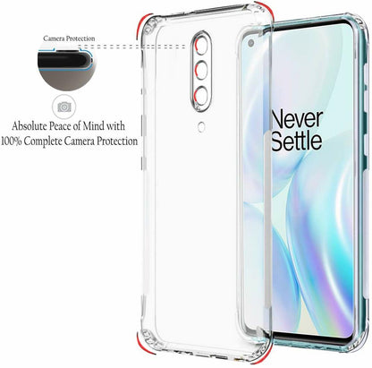 VAKIBO Super Premium Soft TPU Transparent Case With Dustplug,Side Grip,Corner Protection,lanyard Cuts,Camera Protection Suitable for OnePlus 8