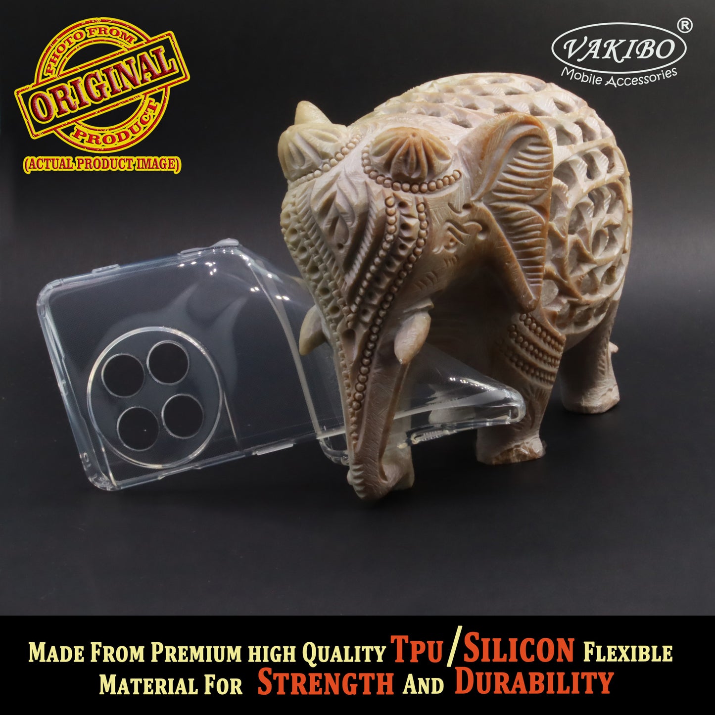 VAKIBO Super Premium Soft TPU Transparent Case With Dustplug,Side Grip,Corner Protection,lanyard Cuts,Camera Protection Suitable for OnePlus 11