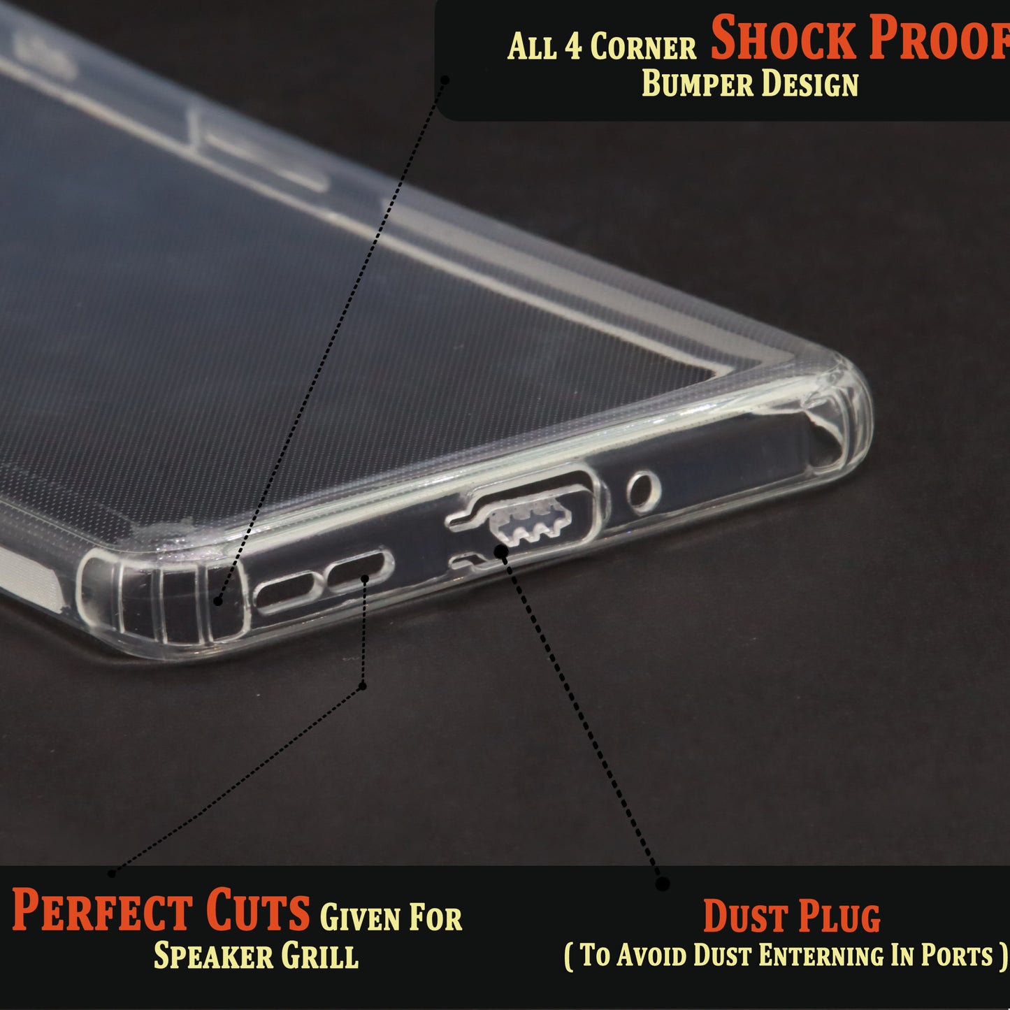 VAKIBO Super Premium Soft TPU Transparent Case With Dustplug,Side Grip,Corner Protection,lanyard Cuts,Camera Protection Suitable for OnePlus 11