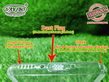 VAKIBO Super Premium Soft TPU Transparent Case With Dustplug,Side Grip,Corner Protection,lanyard Cuts,Camera Protection Suitable for Oneplus 7 Pro