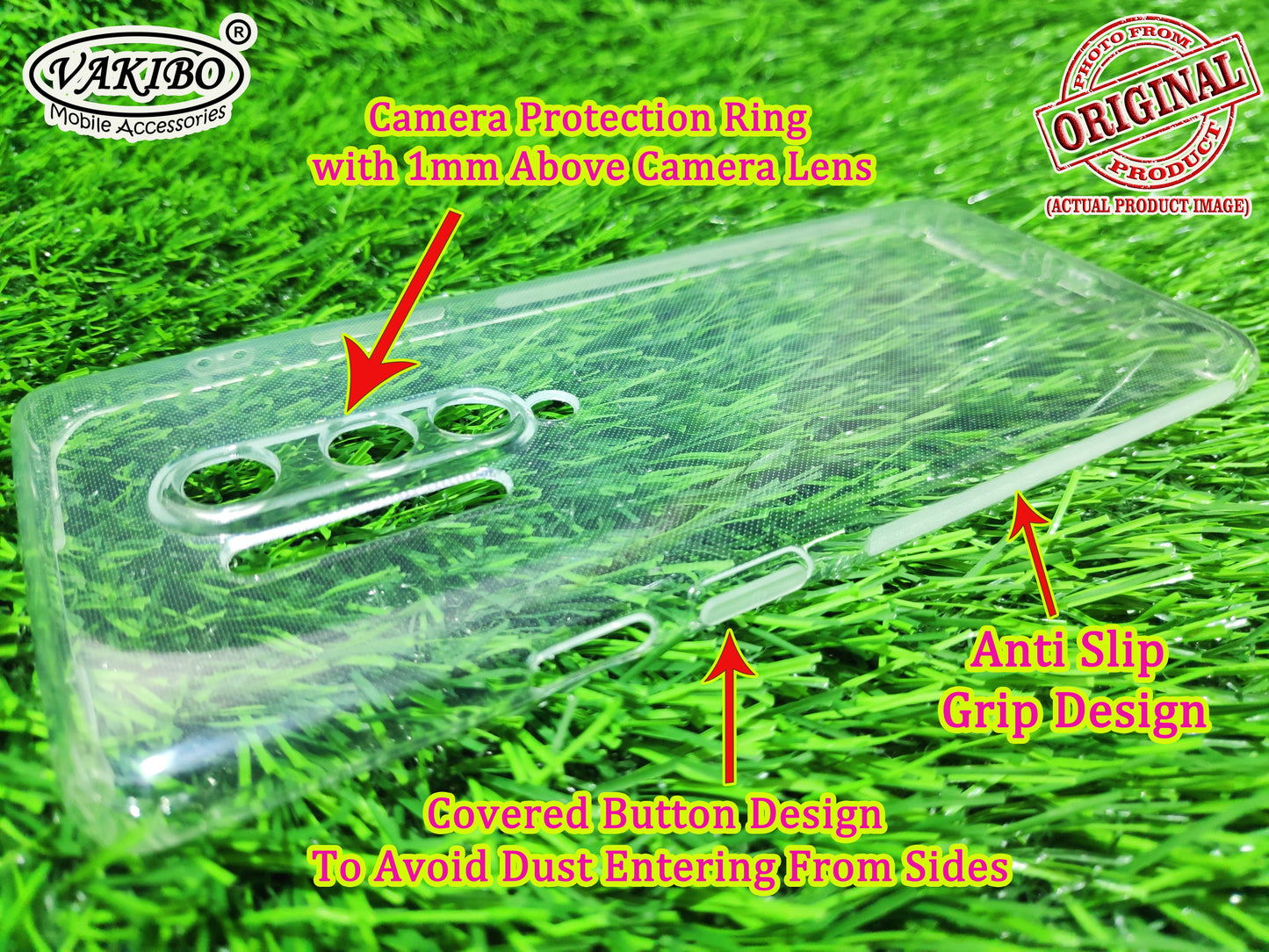 VAKIBO Super Premium Soft TPU Transparent Case With Dustplug,Side Grip,Corner Protection,lanyard Cuts,Camera Protection Suitable for OnePlus 8 Pro