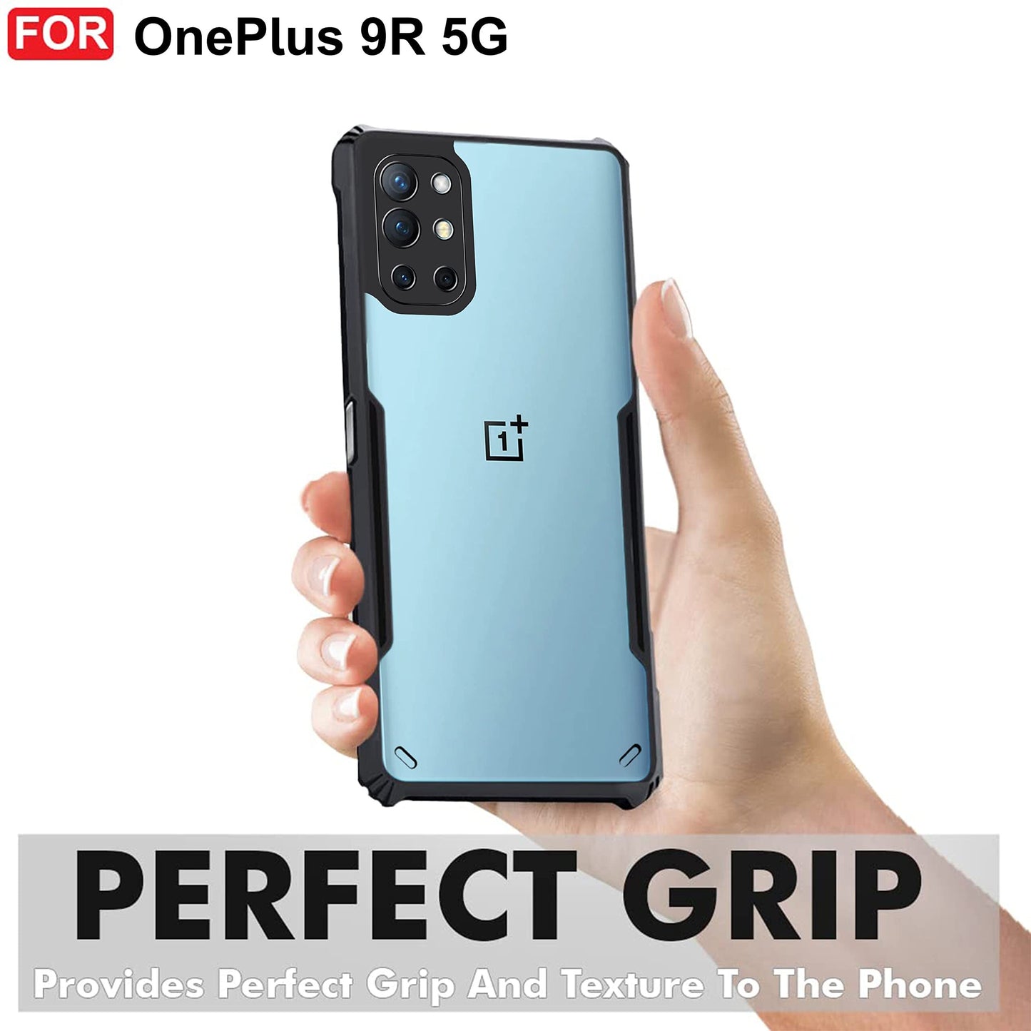 VAKIBO Super Premium Black Border Transparent Case With Corner Protection & Camera Protection Suitable for Oneplus 9R