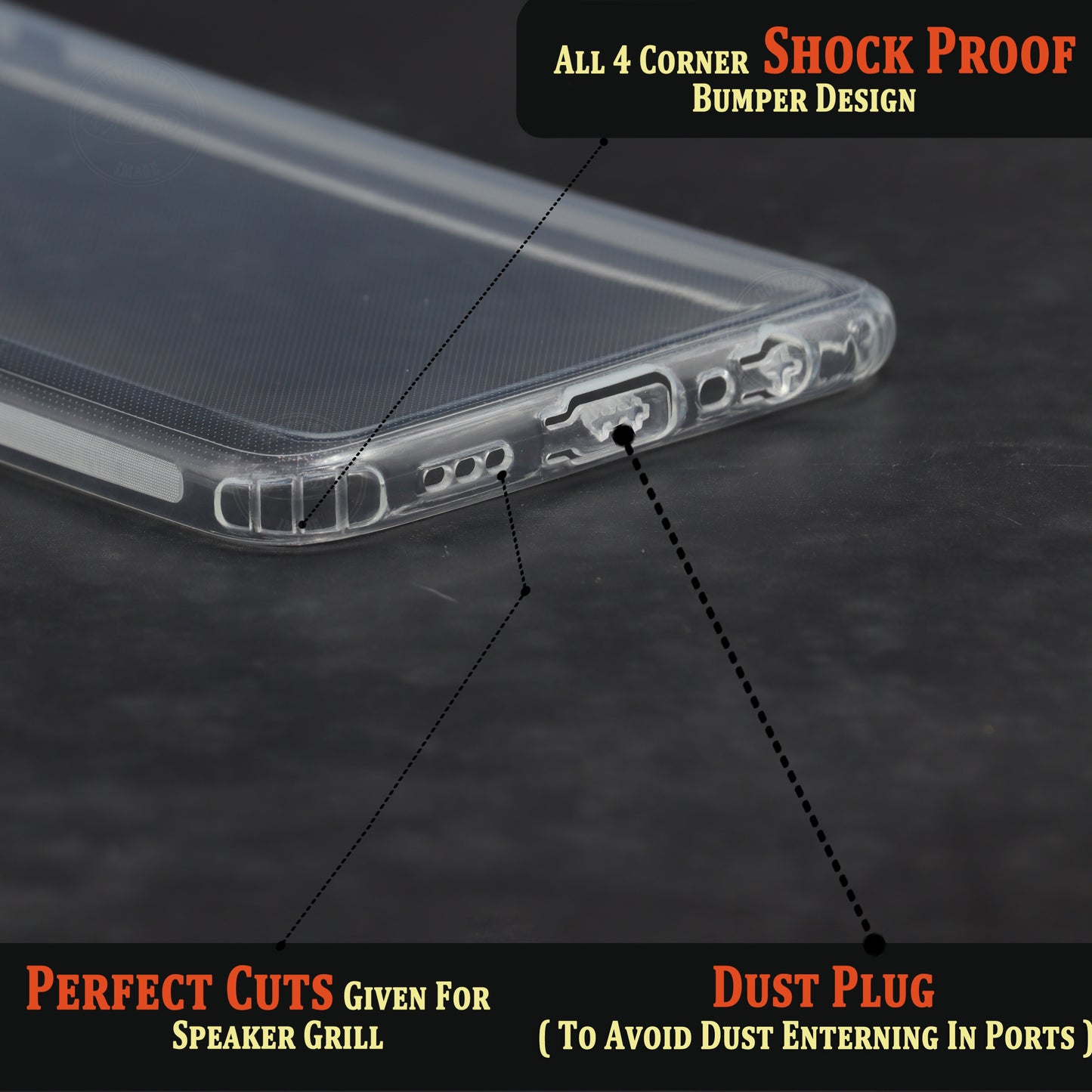 VAKIBO Super Premium Soft TPU Transparent Case With Dustplug,Side Grip,Corner Protection,lanyard Cuts,Camera Protection Suitable for Oppo A16e