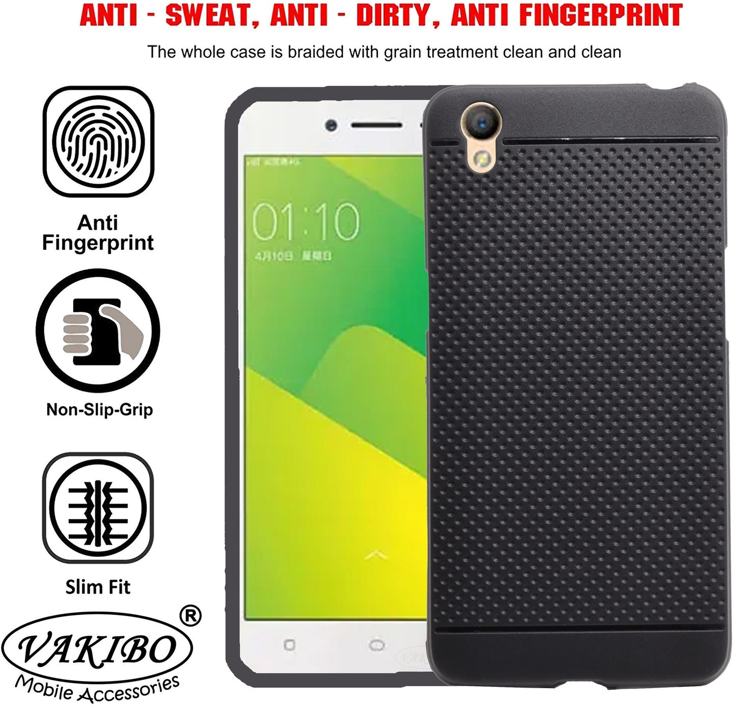 VAKIBO Dotted Design Black Coloured Soft TPU Back Cover Case Suitable for Oppo A37