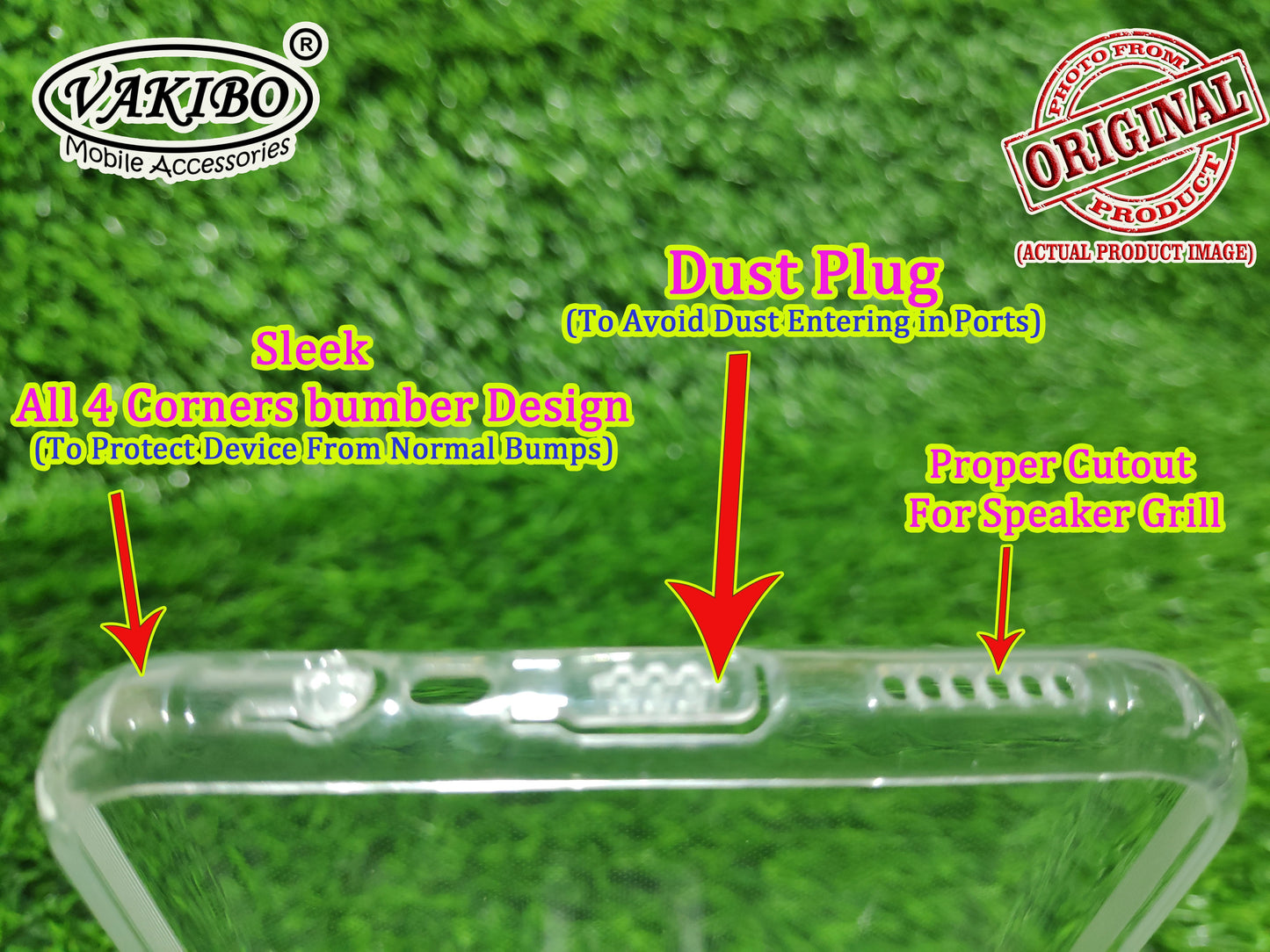 VAKIBO Super Premium Soft TPU Transparent Case With Dustplug,Side Grip,Corner Protection,lanyard Cuts,Camera Protection Suitable for Oppo A3s