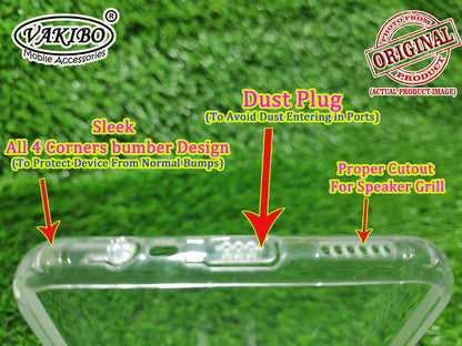 VAKIBO Super Premium Soft TPU Transparent Case With Dustplug,Side Grip,Corner Protection,lanyard Cuts,Camera Protection Suitable for Oppo A3s