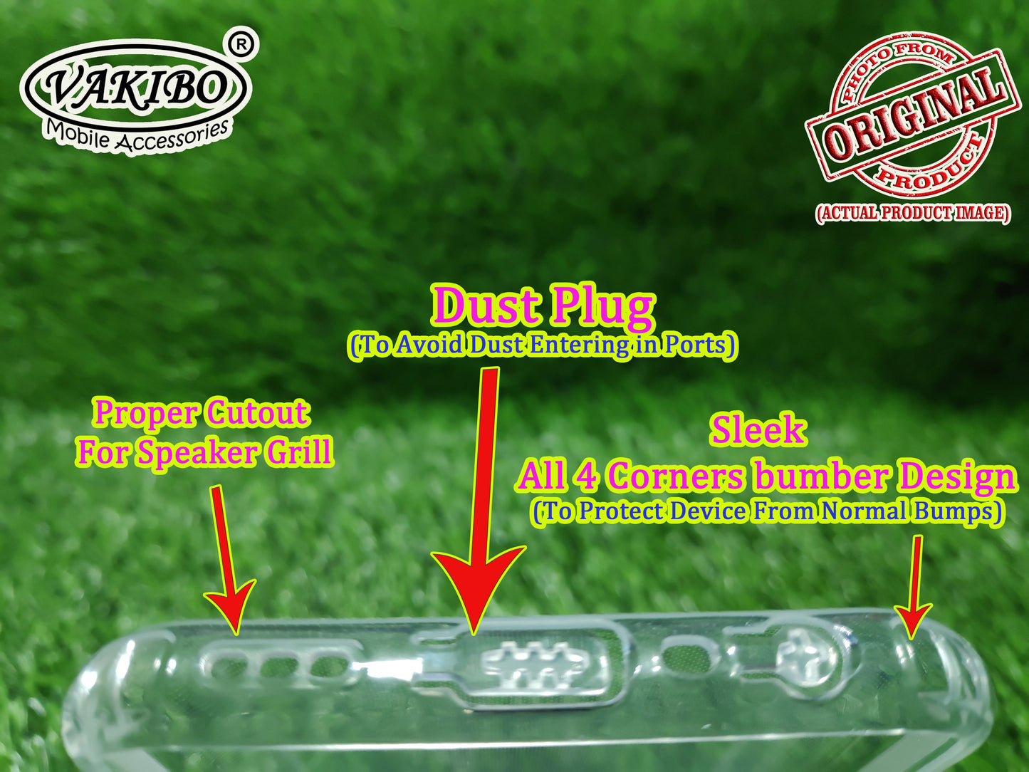 VAKIBO Super Premium Soft TPU Transparent Case With Dustplug,Side Grip,Corner Protection,lanyard Cuts,Camera Protection Suitable for Oppo A52