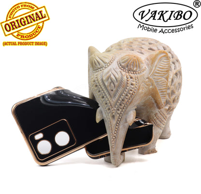 VAKIBO Golden Chrome Border Black Coloured Soft TPU Back Cover Case With Camera Protection Suitable for Oppo A57
