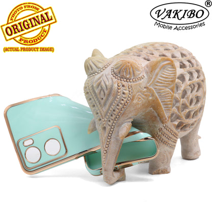 VAKIBO Golden Chrome Border Pista Green Coloured Soft TPU Back Cover Case With Camera Protection Suitable for Oppo A57