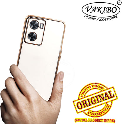 VAKIBO Golden Chrome Border White Coloured Soft TPU Back Cover Case With Camera Protection Suitable for Oppo A57