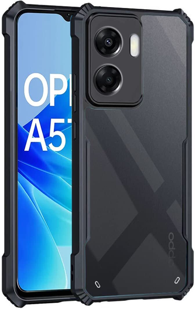 VAKIBO Best Selling Black and Transparent Back Cover Case Made With Soft TPU and Acrylic With 4 Corner and Camera Protection Suitable for Oppo A57