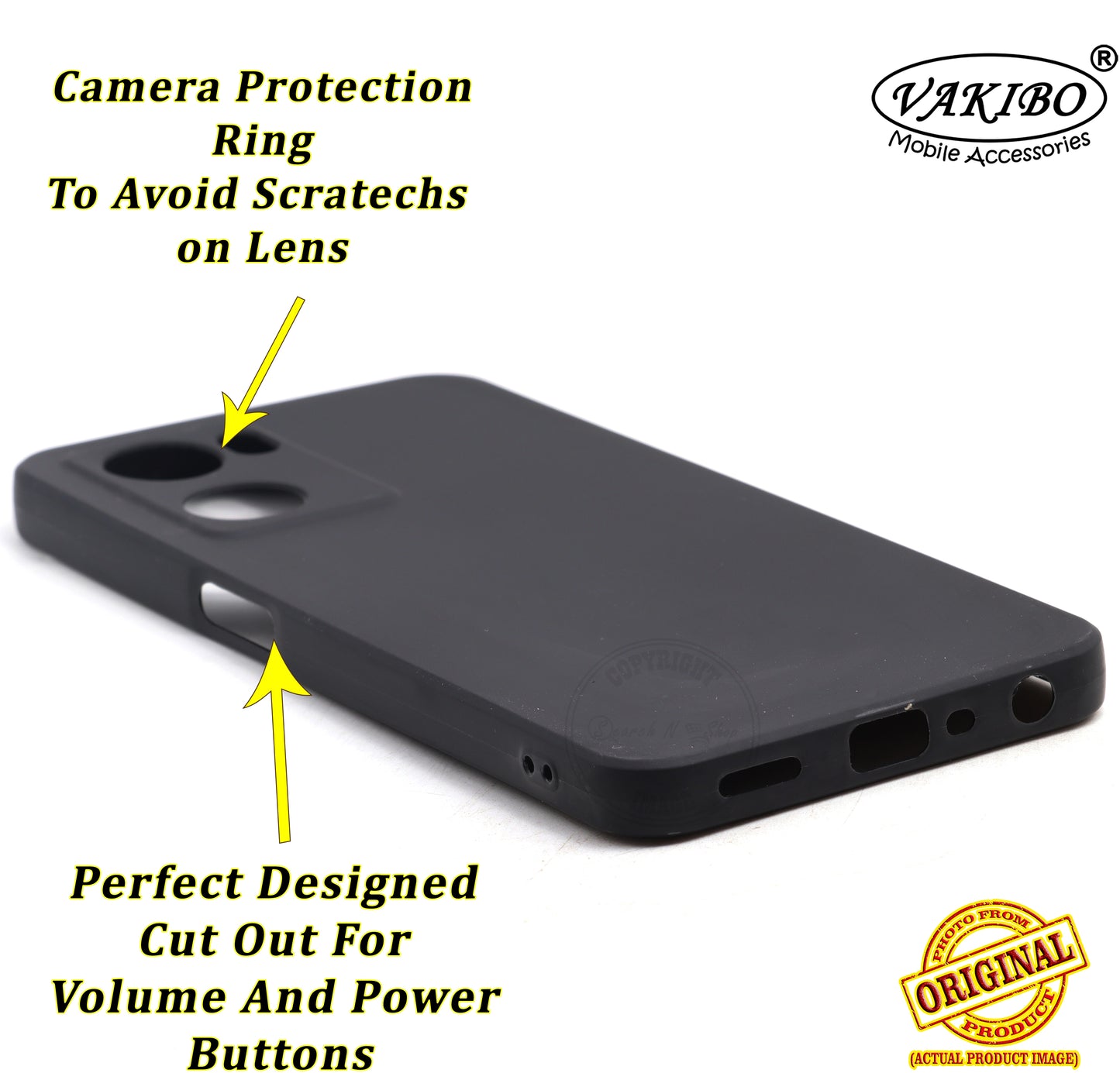 VAKIBO Matte 1.5 MM Thick With Camera Protection Black Coloured Soft TPU Rubber Back Cover Case Suitable for Oppo A57
