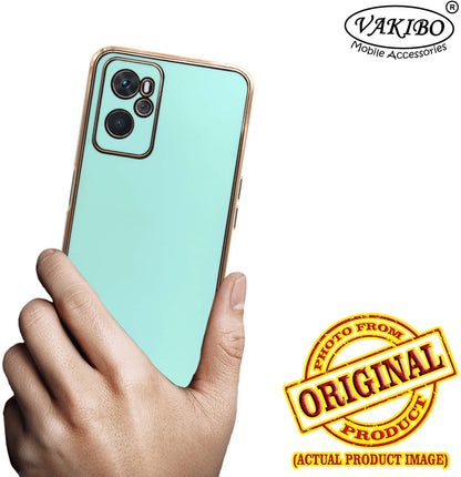 VAKIBO Golden Chrome Border Pista Green Coloured Soft TPU Back Cover Case With Camera Protection Suitable for Oppo A96