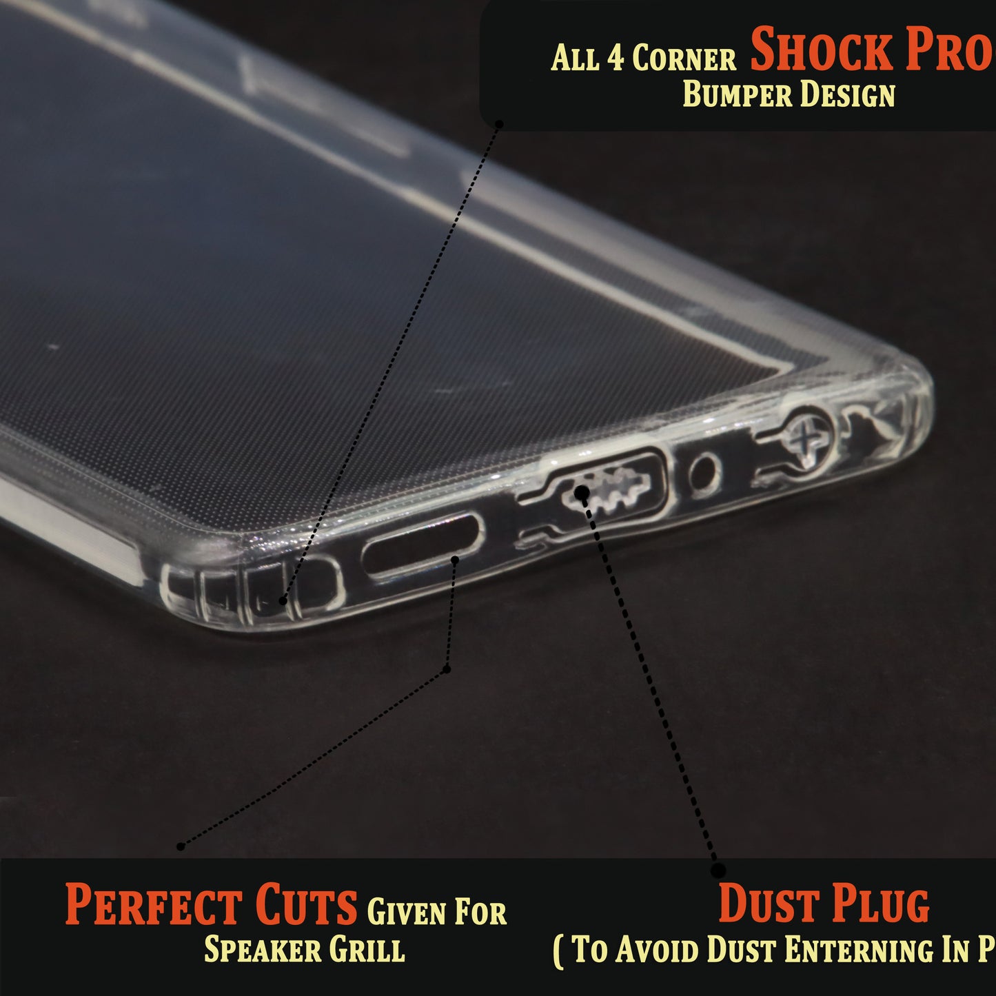 VAKIBO Super Premium Soft TPU Transparent Case With Dustplug,Side Grip,Corner Protection,lanyard Cuts,Camera Protection Suitable for Oppo Reno 3