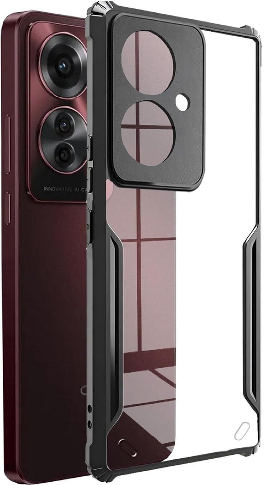 VAKIBO Best Selling Black and Transparent Coloured Made With Soft TPU and Acrylic Back Cover Case With 4 Corner and Camera Protection Suitable for Oppo F25 Pro