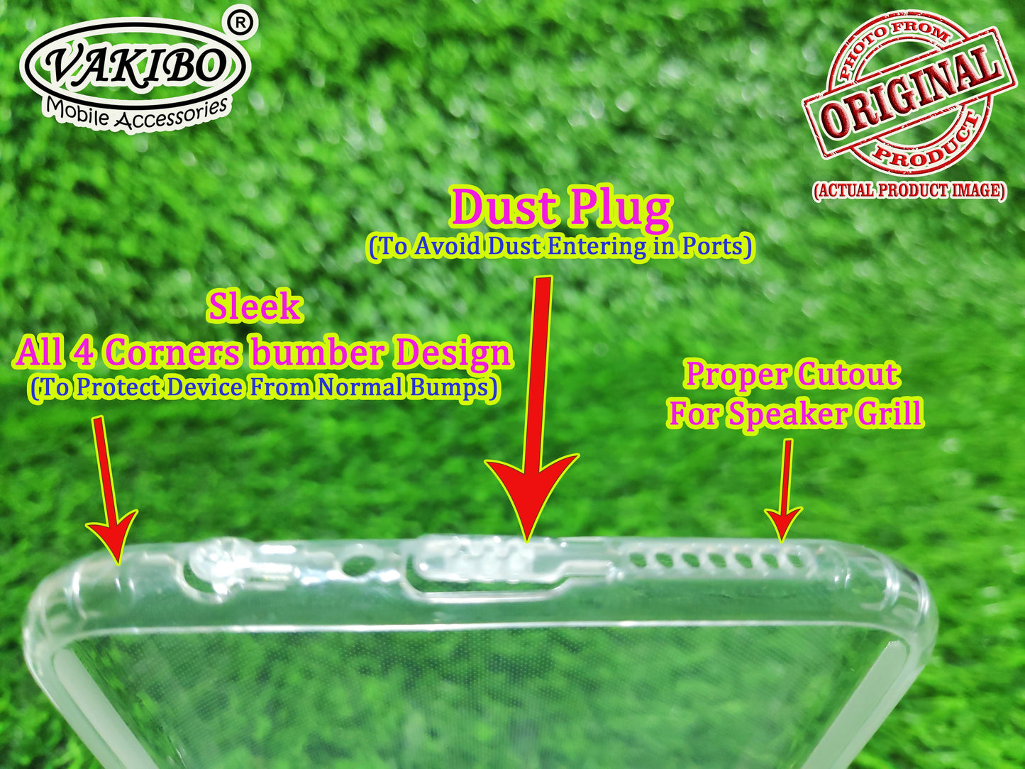 VAKIBO Super Premium Soft TPU Transparent Case With Dustplug,Side Grip,Corner Protection,lanyard Cuts,Camera Protection Suitable for Oppo F5