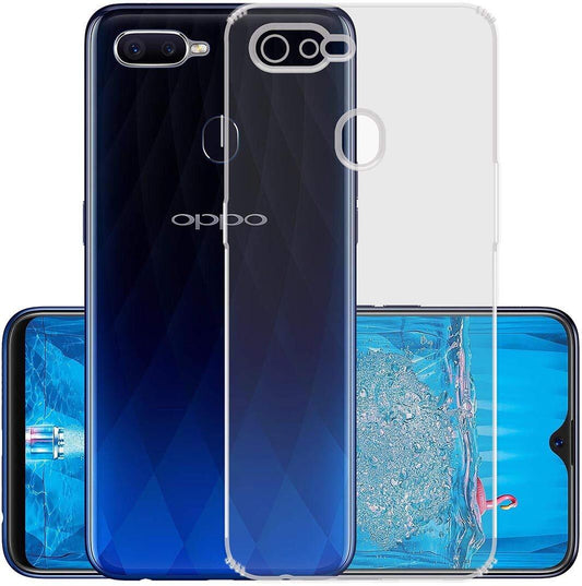 VAKIBO Super Premium Soft TPU Transparent Case With Dustplug,Side Grip,Corner Protection,lanyard Cuts,Camera Protection Suitable for Oppo A7