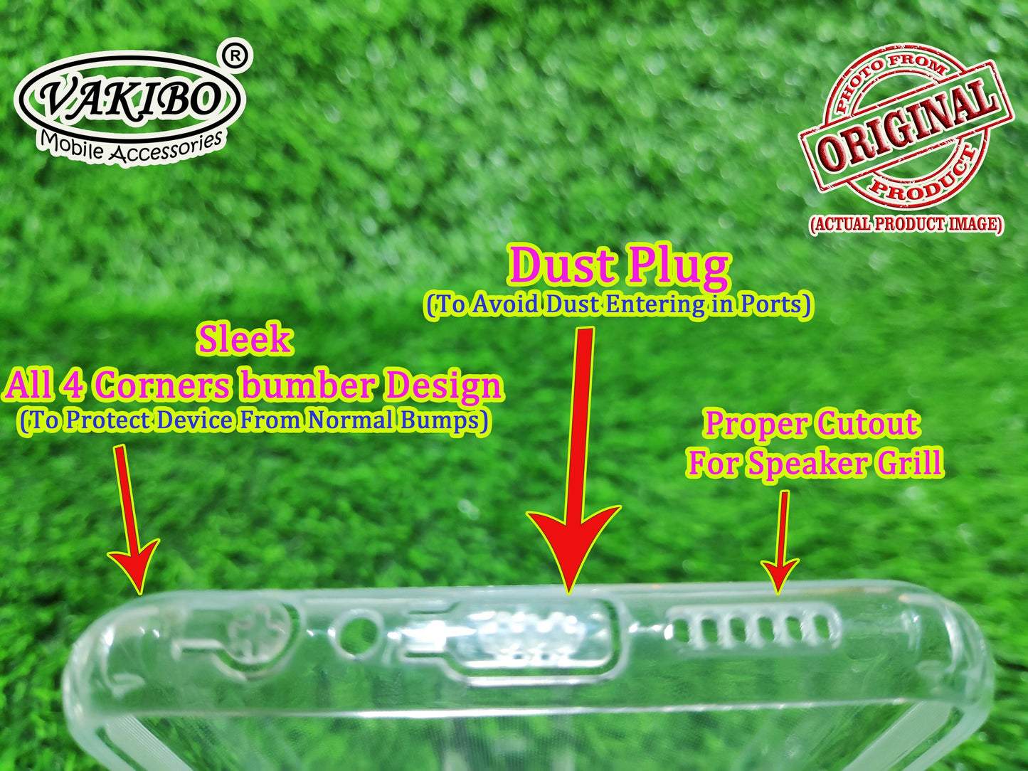 VAKIBO Super Premium Soft TPU Transparent Case With Dustplug,Side Grip,Corner Protection,lanyard Cuts,Camera Protection Suitable for Oppo A12