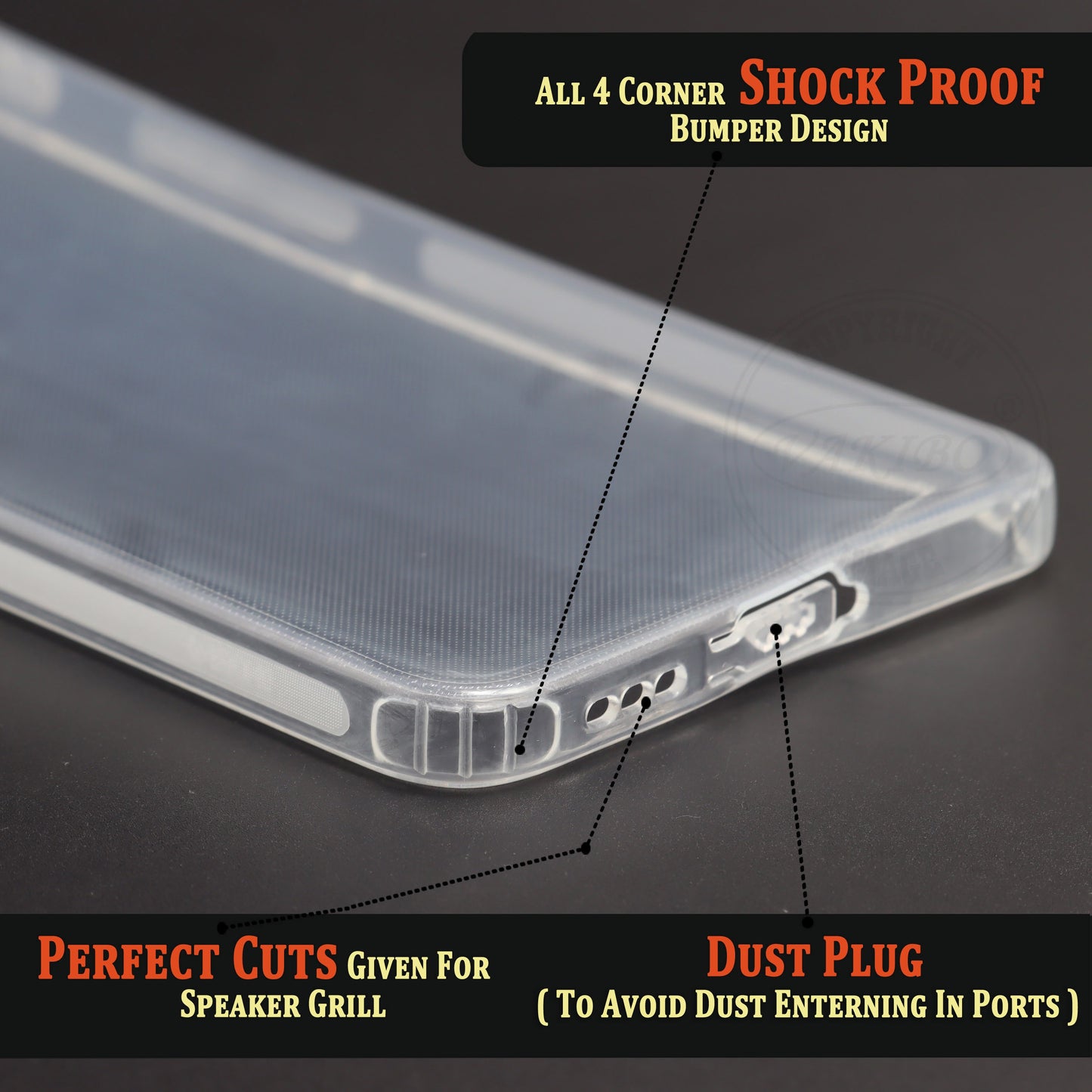 VAKIBO Super Premium Soft TPU Transparent Case With Dustplug,Side Grip,Corner Protection,lanyard Cuts,Camera Protection Suitable for Oppo Reno 6