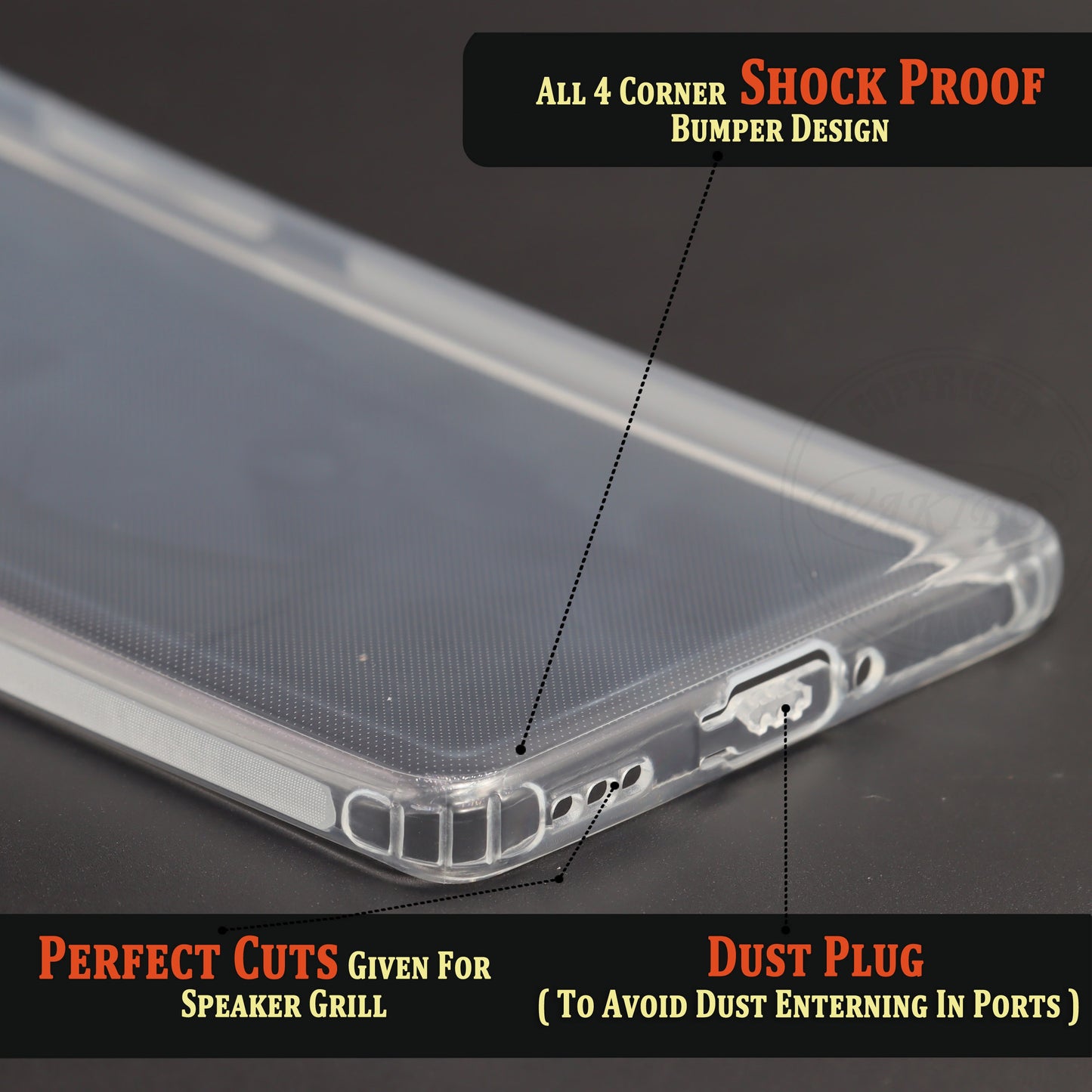 VAKIBO Super Premium Soft TPU Transparent Case With Dustplug,Side Grip,Corner Protection,lanyard Cuts,Camera Protection Suitable for Oppo Reno 6 Pro
