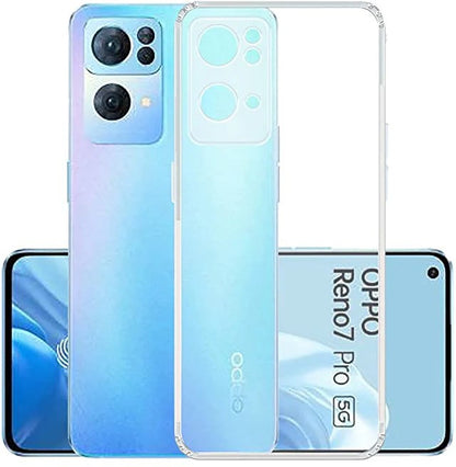 VAKIBO Super Premium Soft TPU Transparent Case With Dustplug,Side Grip,Corner Protection,lanyard Cuts,Camera Protection Suitable for Oppo Reno 7 Pro