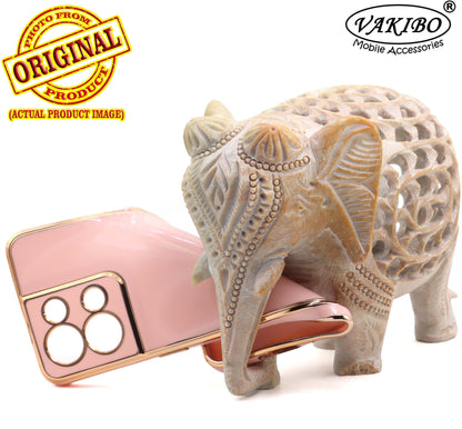 VAKIBO Golden Chrome Border Peach Coloured Soft TPU Back Cover Case With Camera Protection Suitable for Oppo Reno 8