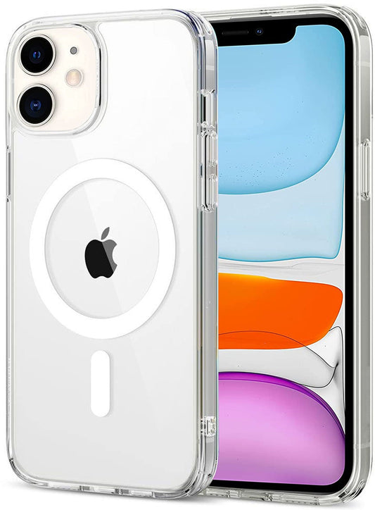 VAKIBO Megnatic Magsafe White Coloured Soft with Hard back Back Cover Case With Camera Protection Ring Suitable for iPhone 11