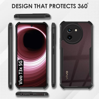 VAKIBO Super Premium Black Border Transparent Case With Corner Protection & Camera Protection Suitable for Vivo T3X