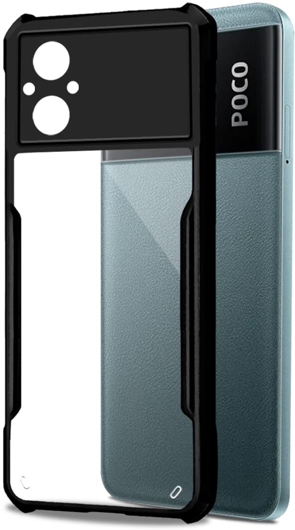 VAKIBO Super Premium Black Border Transparent Case With Corner Protection & Camera Protection Suitable for Mi Poco M4 5G