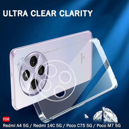 VAKIBO Premium Clear 1.5MM Thick Transparent Soft TPU Rubber Back Cover Case With Camera Protection Suitable for Mi Redmi 14R