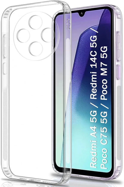 VAKIBO Premium Clear 1.5MM Thick Transparent Soft TPU Rubber Back Cover Case With Camera Protection Suitable for Mi Redmi 14C 5G
