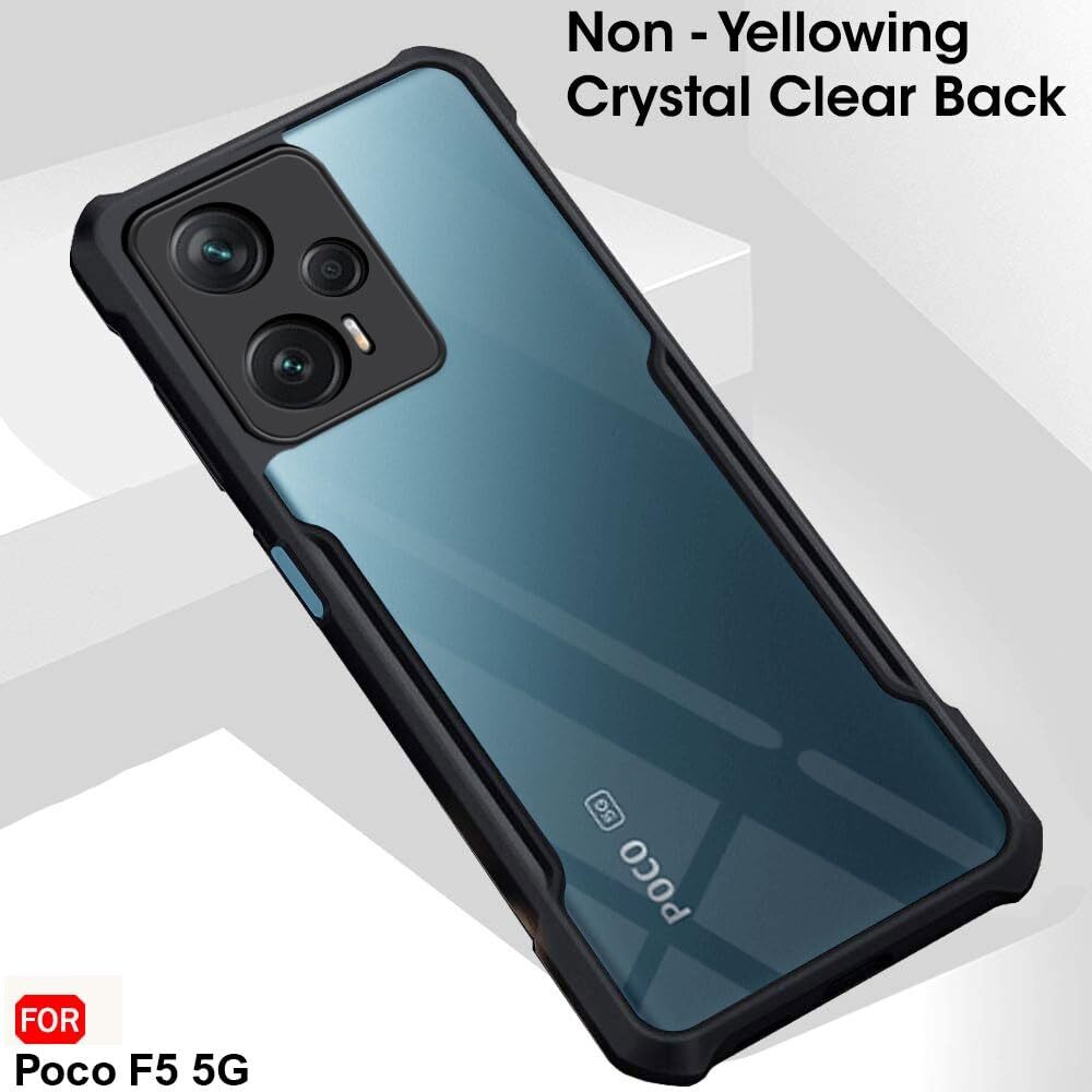 VAKIBO Best Selling Black and Transparent Back Cover Case Made With Soft TPU and Acrylic With 4 Corner and Camera Protection Suitable for Mi Poco F5