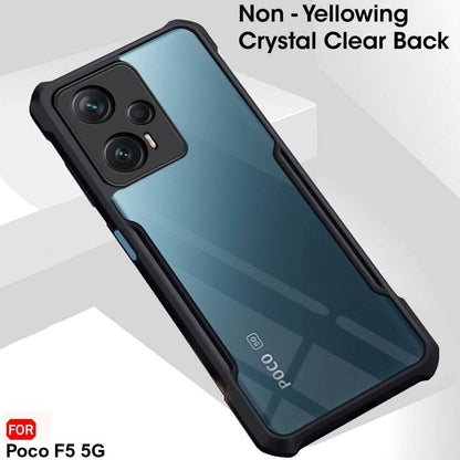 VAKIBO Best Selling Black and Transparent Back Cover Case Made With Soft TPU and Acrylic With 4 Corner and Camera Protection Suitable for Mi Poco F5