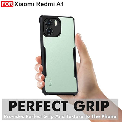 VAKIBO Best Selling Black and Transparent Back Cover Case Made With Soft TPU and Acrylic With 4 Corner and Camera Protection Suitable for Mi Redmi A1
