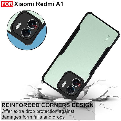 VAKIBO Best Selling Black and Transparent Back Cover Case Made With Soft TPU and Acrylic With 4 Corner and Camera Protection Suitable for Mi Redmi A1