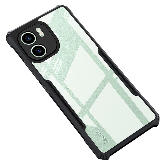 VAKIBO Best Selling Black and Transparent Back Cover Case Made With Soft TPU and Acrylic With 4 Corner and Camera Protection Suitable for Mi Redmi A1