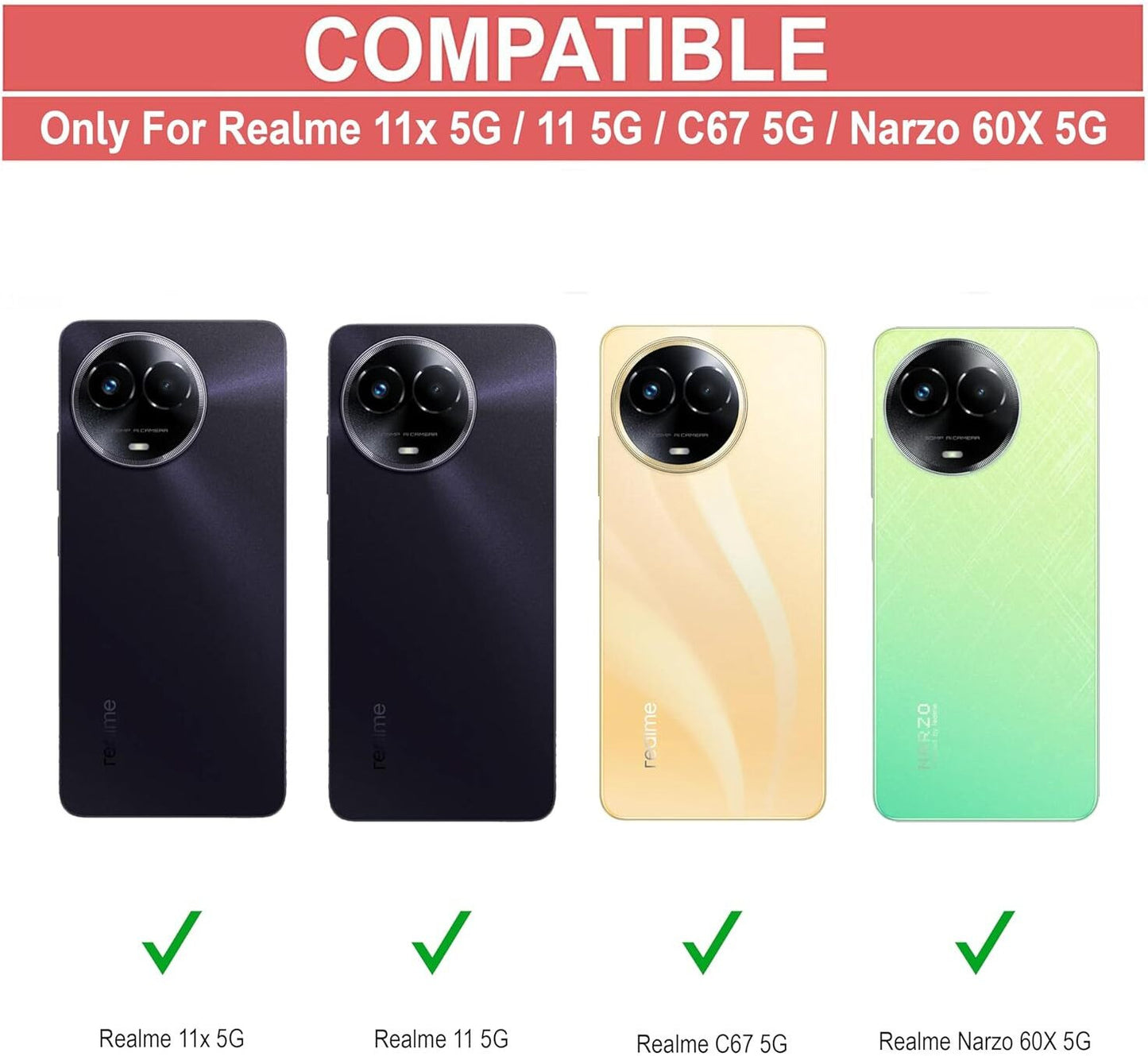 VAKIBO Premium Clear 1.5MM Thick Transparent Soft TPU Rubber Back Cover Case With Camera Protection Suitable for Realme 11X 5G