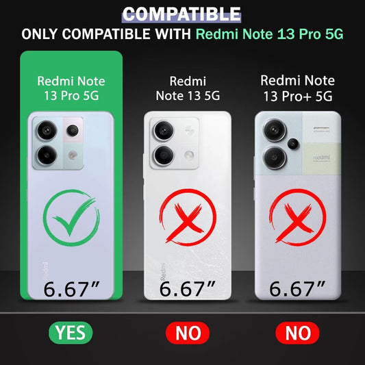 VAKIBO Best Selling Black and Transparent Back Cover Case Made With Soft TPU and Acrylic With 4 Corner and Camera Protection Suitable for Mi Redmi Note 13 Pro